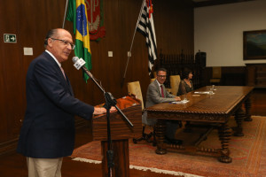 O governador do estado de São Paulo durante a cerimônia de lançamento da Virada Cultural Paulista 2016, realizada no Palácio dos Bandeirantes.  Foto: Gilberto Marques/A2img.